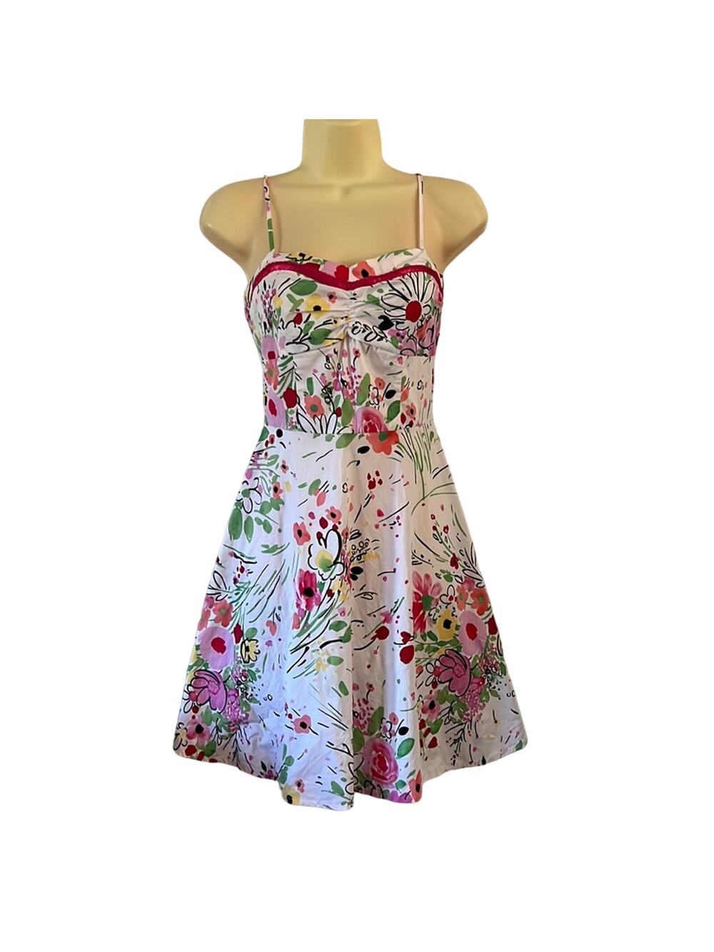 Lipstick Colorful Floral Print Sundress Juniors Small Artsy Cottagecore